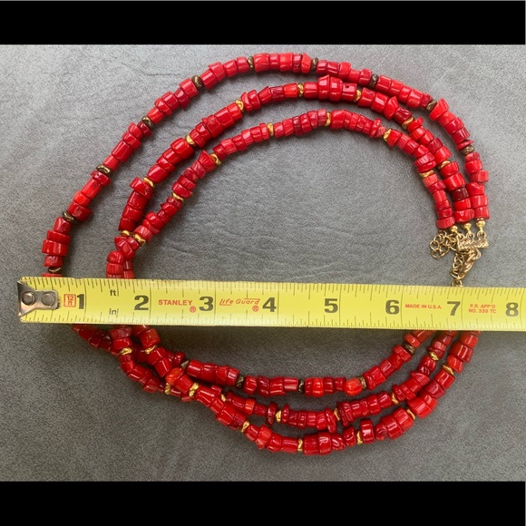 Red and Gold Layered Necklace - Picture 4 of 4